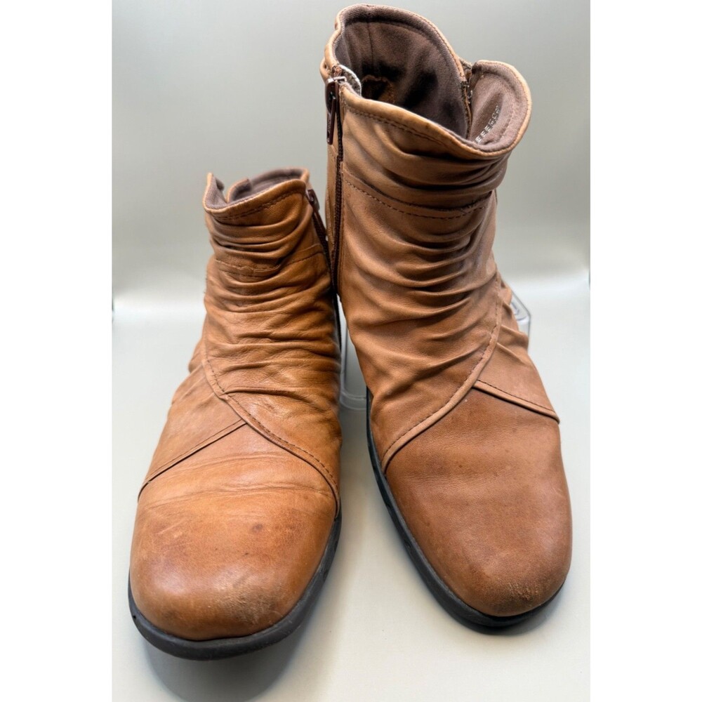 Cobb Hill Womens Brown Leather Ruched Button Ankle Comfort Boots 9.5M